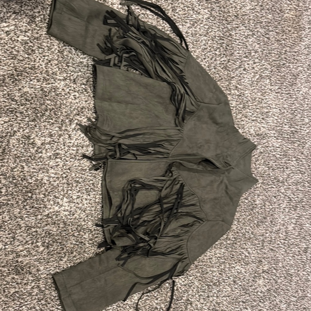 Fringed Olive Green Jacket
